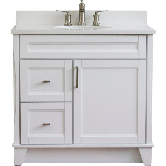 Bellaterra Home Terni 37" 1-Door 2-Drawer White Freestanding Vanity Set - Luxe Vanity & Tub