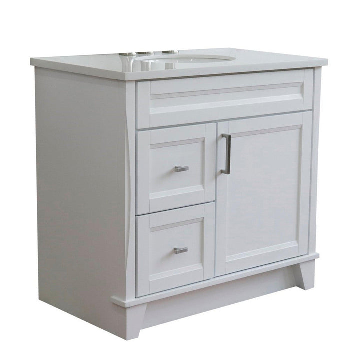 Bellaterra Home Terni 37" 1-Door 2-Drawer White Freestanding Vanity Set - Luxe Vanity & Tub