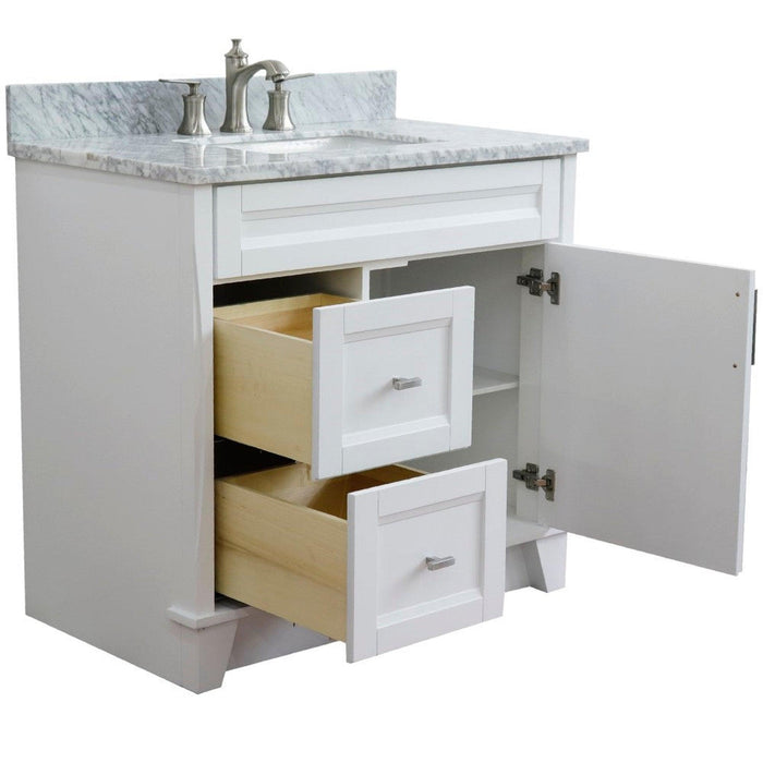 Bellaterra Home Terni 37" 1-Door 2-Drawer White Freestanding Vanity Set - Luxe Vanity & Tub