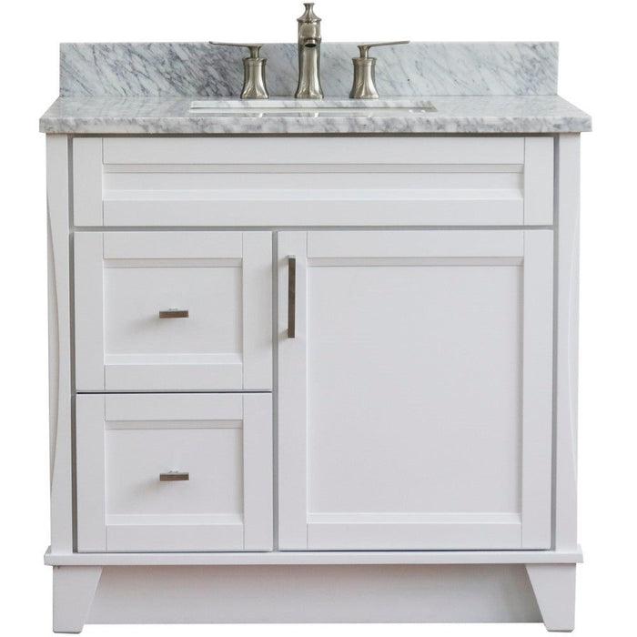 Bellaterra Home Terni 37" 1-Door 2-Drawer White Freestanding Vanity Set - Luxe Vanity & Tub