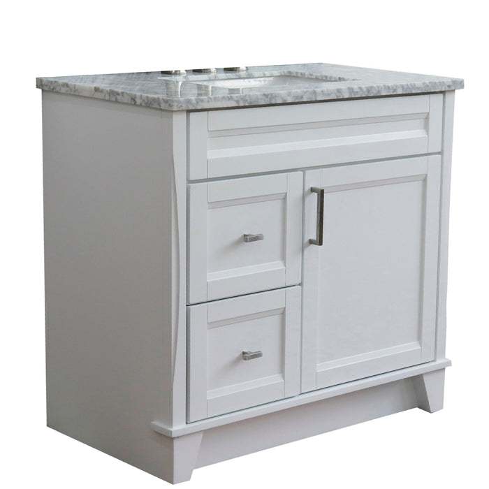 Bellaterra Home Terni 37" 1-Door 2-Drawer White Freestanding Vanity Set - Luxe Vanity & Tub