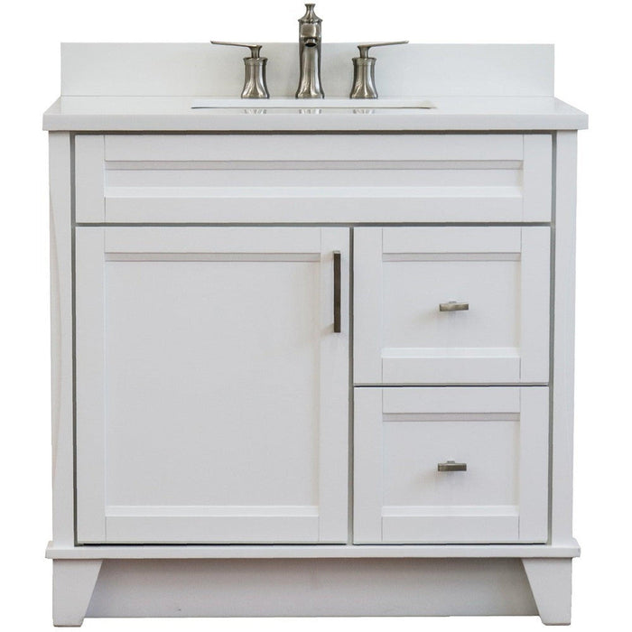 Bellaterra Home Terni 37" 1-Door 2-Drawer White Freestanding Vanity Set - Luxe Vanity & Tub