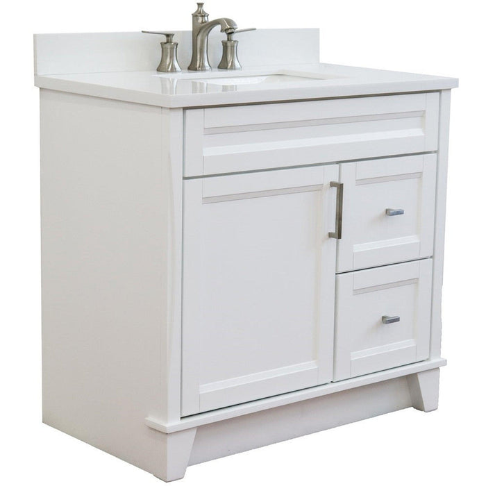 Bellaterra Home Terni 37" 1-Door 2-Drawer White Freestanding Vanity Set - Luxe Vanity & Tub