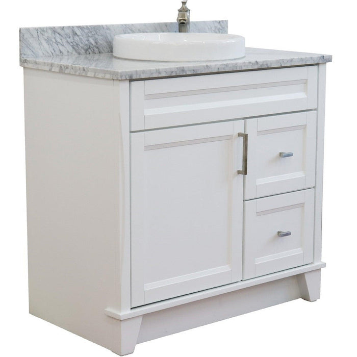 Bellaterra Home Terni 37" 1-Door 2-Drawer White Freestanding Vanity Set - Luxe Vanity & Tub