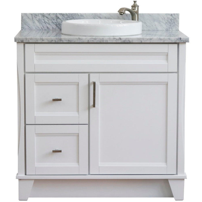 Bellaterra Home Terni 37" 1-Door 2-Drawer White Freestanding Vanity Set - Luxe Vanity & Tub