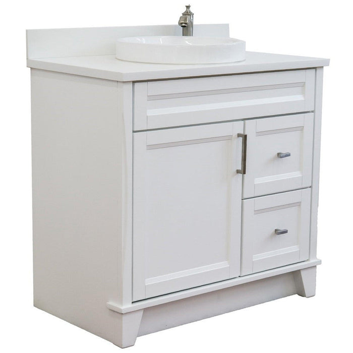 Bellaterra Home Terni 37" 1-Door 2-Drawer White Freestanding Vanity Set - Luxe Vanity & Tub