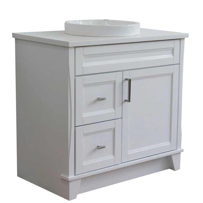 Bellaterra Home Terni 37" 1-Door 2-Drawer White Freestanding Vanity Set - Luxe Vanity & Tub