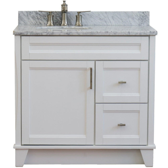 Bellaterra Home Terni 37" 1-Door 2-Drawer White Freestanding Vanity Set - Luxe Vanity & Tub