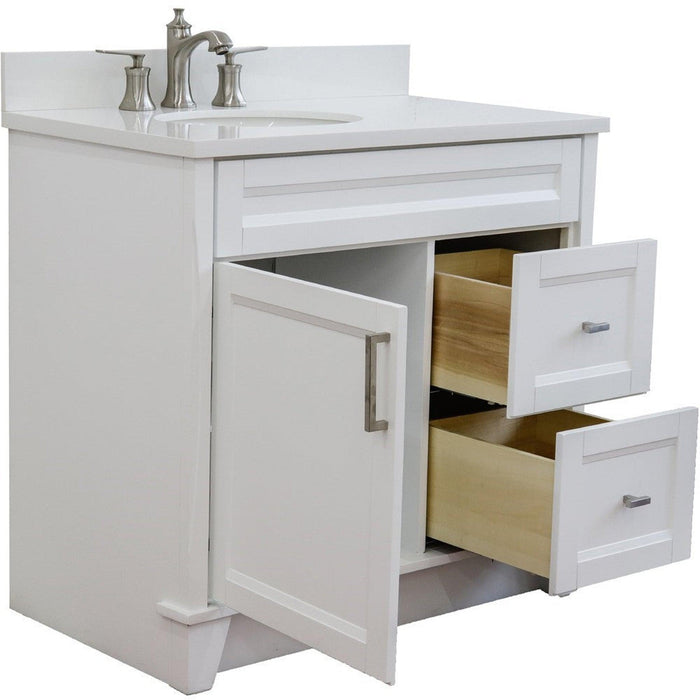 Bellaterra Home Terni 37" 1-Door 2-Drawer White Freestanding Vanity Set - Luxe Vanity & Tub