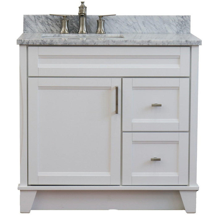 Bellaterra Home Terni 37" 1-Door 2-Drawer White Freestanding Vanity Set - Luxe Vanity & Tub