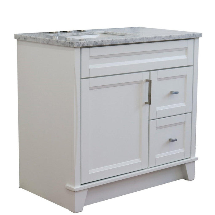 Bellaterra Home Terni 37" 1-Door 2-Drawer White Freestanding Vanity Set - Luxe Vanity & Tub