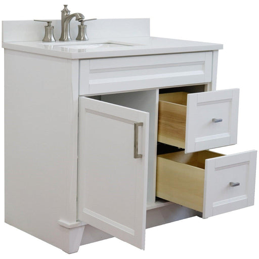 Bellaterra Home Terni 37" 1-Door 2-Drawer White Freestanding Vanity Set - Luxe Vanity & Tub