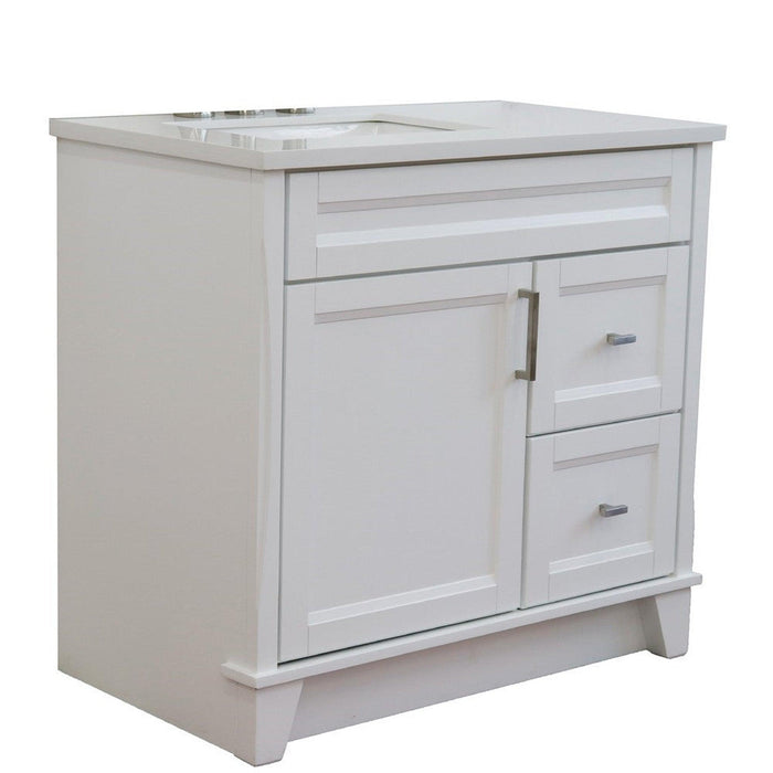 Bellaterra Home Terni 37" 1-Door 2-Drawer White Freestanding Vanity Set - Luxe Vanity & Tub