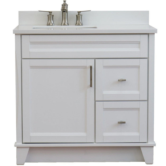 Bellaterra Home Terni 37" 1-Door 2-Drawer White Freestanding Vanity Set - Luxe Vanity & Tub