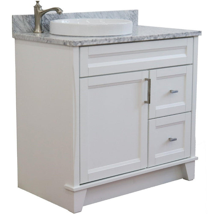 Bellaterra Home Terni 37" 1-Door 2-Drawer White Freestanding Vanity Set - Luxe Vanity & Tub