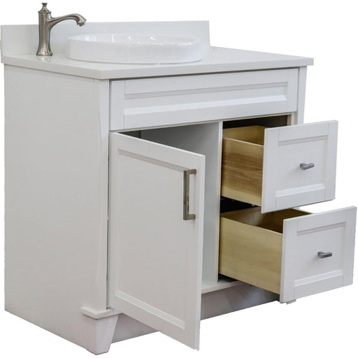 Bellaterra Home Terni 37" 1-Door 2-Drawer White Freestanding Vanity Set - Luxe Vanity & Tub