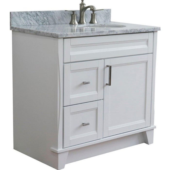 Bellaterra Home Terni 37" 1-Door 2-Drawer White Freestanding Vanity Set - Luxe Vanity & Tub