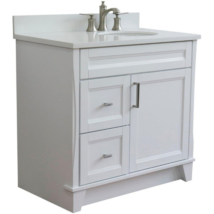 Bellaterra Home Terni 37" 1-Door 2-Drawer White Freestanding Vanity Set - Luxe Vanity & Tub