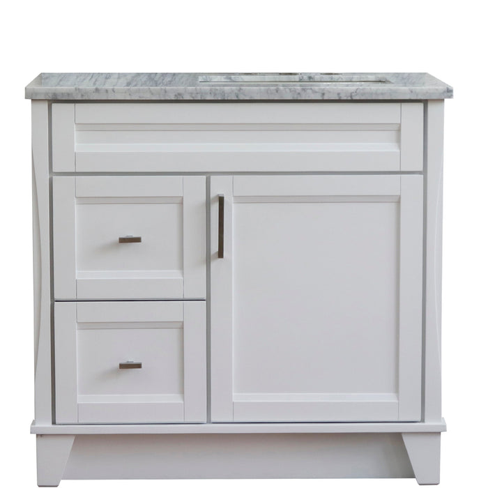 Bellaterra Home Terni 37" 1-Door 2-Drawer White Freestanding Vanity Set - Luxe Vanity & Tub