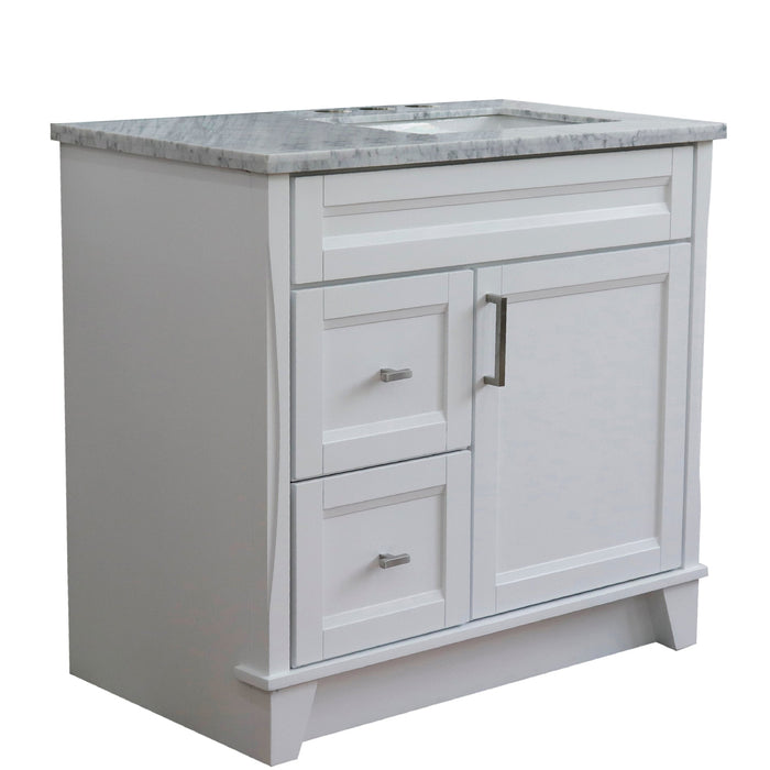 Bellaterra Home Terni 37" 1-Door 2-Drawer White Freestanding Vanity Set - Luxe Vanity & Tub