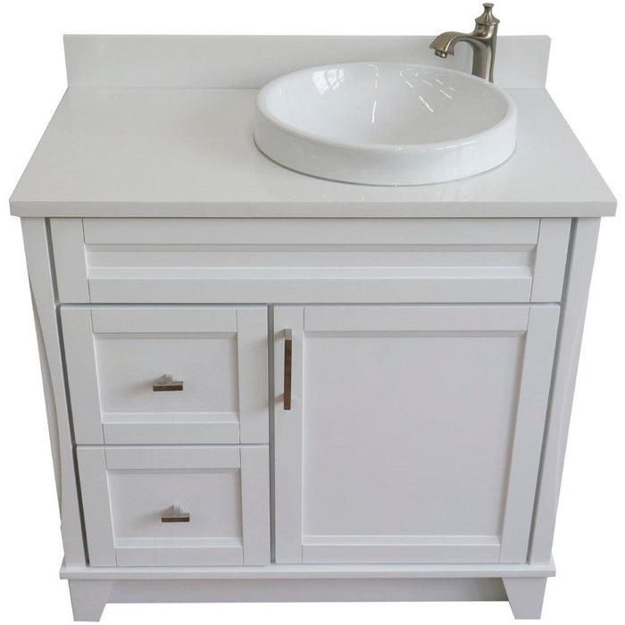 Bellaterra Home Terni 37" 1-Door 2-Drawer White Freestanding Vanity Set - Luxe Vanity & Tub