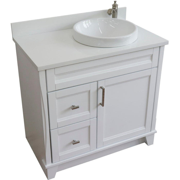 Bellaterra Home Terni 37" 1-Door 2-Drawer White Freestanding Vanity Set - Luxe Vanity & Tub