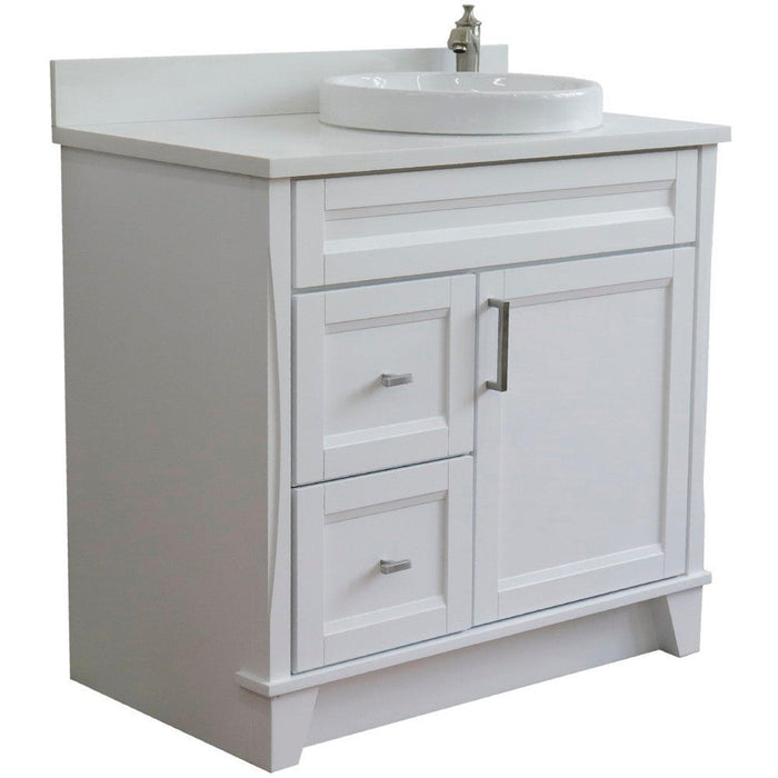 Bellaterra Home Terni 37" 1-Door 2-Drawer White Freestanding Vanity Set - Luxe Vanity & Tub