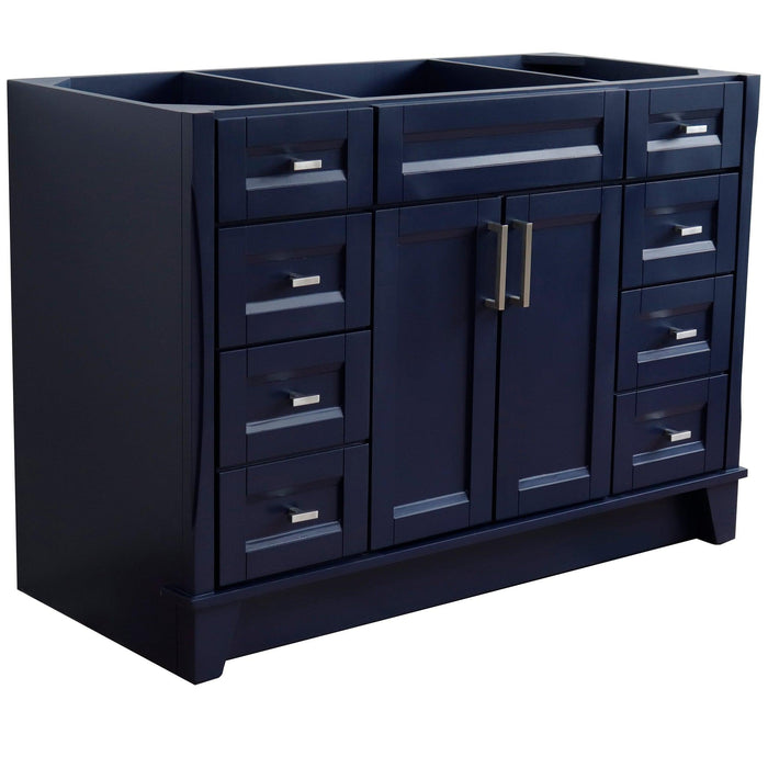 Bellaterra Home Terni 48" 2-Door 6-Drawer Blue Freestanding Vanity Base - Luxe Vanity & Tub