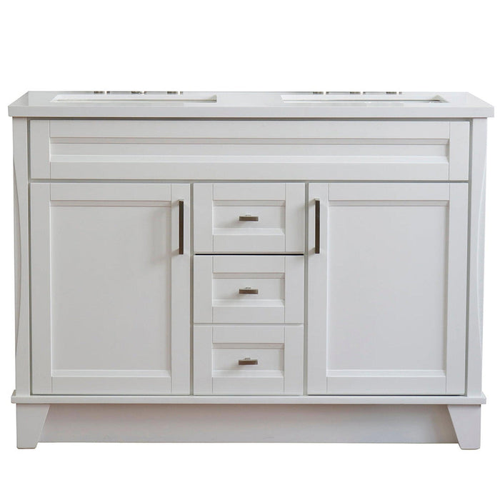 Bellaterra Home Terni 49" 2-Door 2-Drawer White Freestanding Vanity Set With Ceramic Double Undermount Rectangular Sink and White Quartz Top - Luxe Vanity & Tub