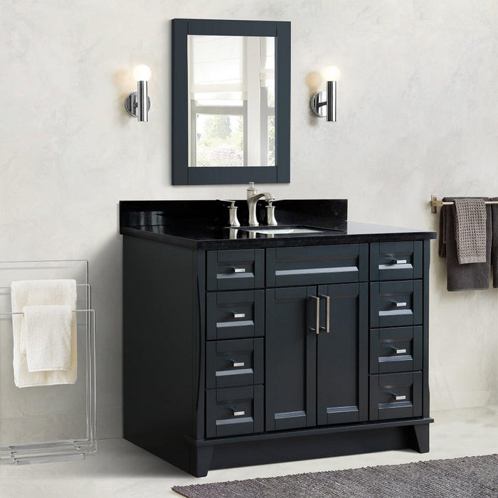 Bellaterra Home Terni 49" 2-Door 6-Drawer Dark Gray Freestanding Vanity Set With Ceramic Undermount Rectangular Sink and Black Galaxy Granite Top