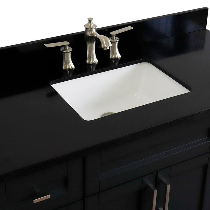 Bellaterra Home Terni 49" 2-Door 6-Drawer Dark Gray Freestanding Vanity Set With Ceramic Undermount Rectangular Sink and Black Galaxy Granite Top - Luxe Vanity & Tub