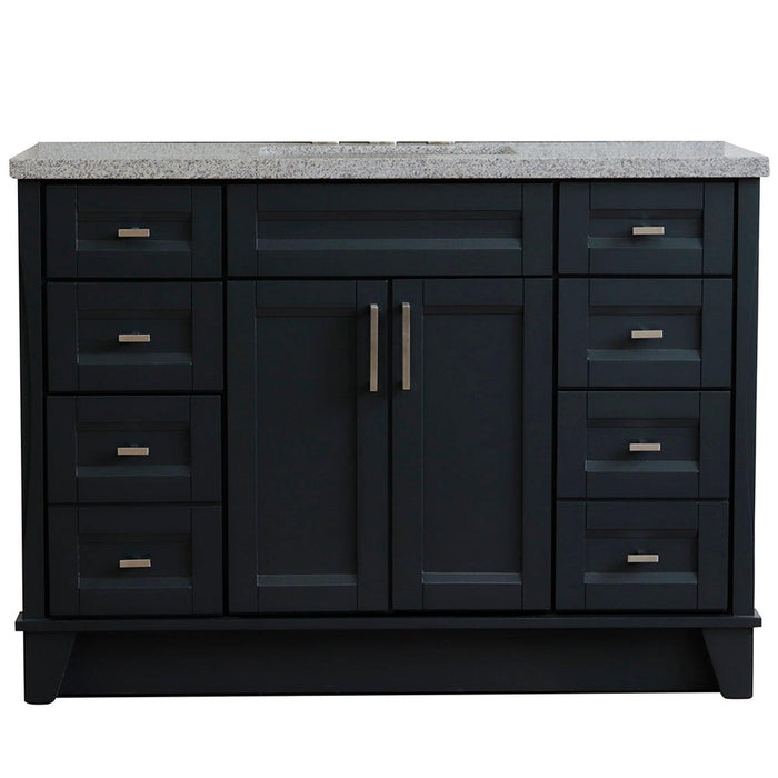 Bellaterra Home Terni 49" 2-Door 6-Drawer Dark Gray Freestanding Vanity Set With Ceramic Undermount Rectangular Sink and Gray Granite Top - Luxe Vanity & Tub