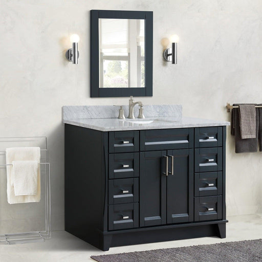 Bellaterra Home Terni 49" 2-Door 6-Drawer Dark Gray Freestanding Vanity Set With Ceramic Undermount Rectangular Sink and White Carrara Marble Top