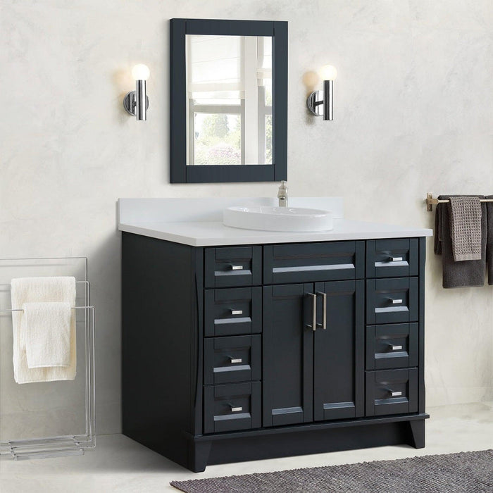 Bellaterra Home Terni 49" 2-Door 6-Drawer Dark Gray Freestanding Vanity Set With Ceramic Vessel Sink and White Quartz Top