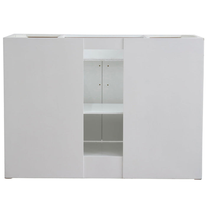 Bellaterra Home Terni 49" 2-Door 6-Drawer White Freestanding Vanity Set With Ceramic Undermount Oval Sink and White Carrara Marble Top - Luxe Vanity & Tub