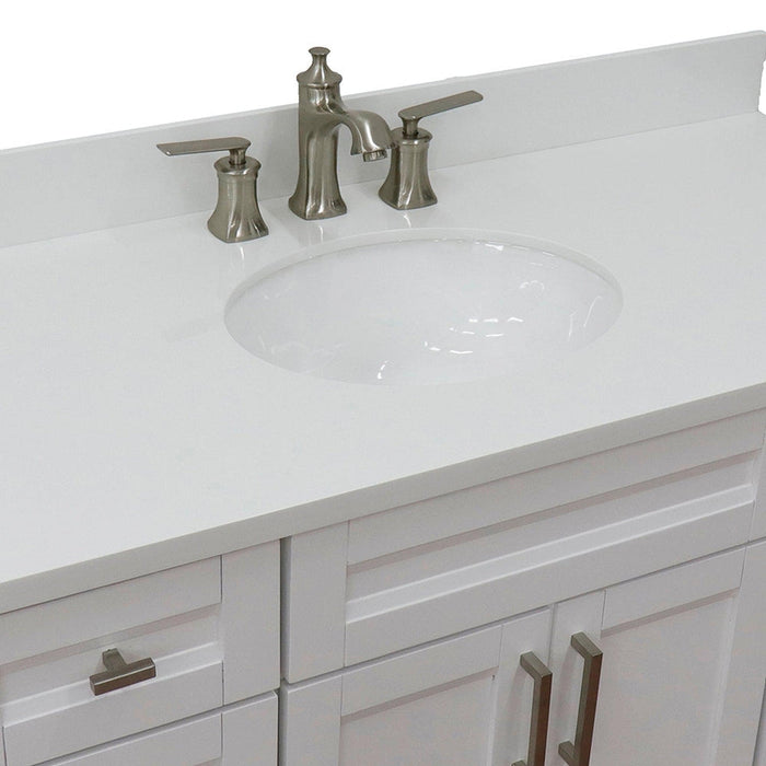 Bellaterra Home Terni 49" 2-Door 6-Drawer White Freestanding Vanity Set With Ceramic Undermount Oval Sink and White Quartz Top - Luxe Vanity & Tub