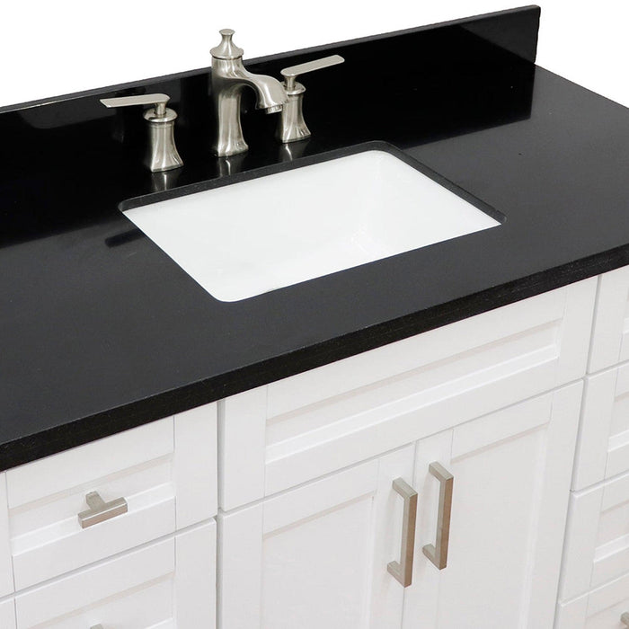 Bellaterra Home Terni 49" 2-Door 6-Drawer White Freestanding Vanity Set With Ceramic Undermount Rectangular Sink and Black Galaxy Granite Top - Luxe Vanity & Tub