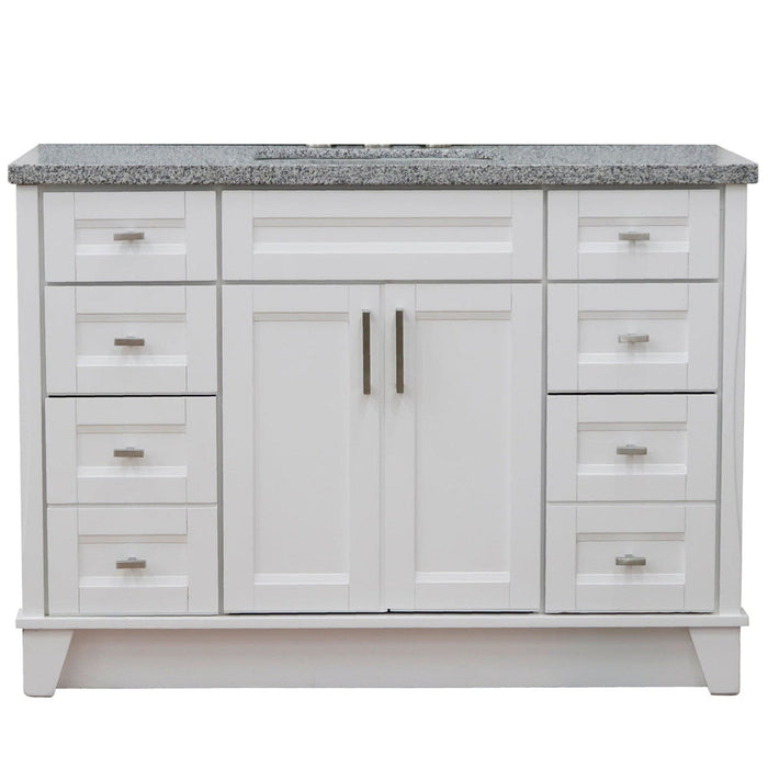 Bellaterra Home Terni 49" 2-Door 6-Drawer White Freestanding Vanity Set With Ceramic Undermount Rectangular Sink and Gray Granite Top - Luxe Vanity & Tub