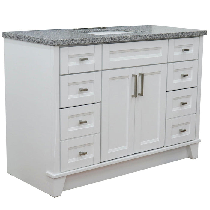 Bellaterra Home Terni 49" 2-Door 6-Drawer White Freestanding Vanity Set With Ceramic Undermount Rectangular Sink and Gray Granite Top - Luxe Vanity & Tub