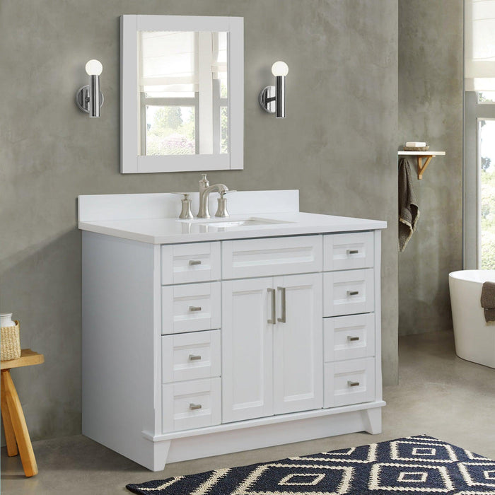 Bellaterra Home Terni 49" 2-Door 6-Drawer White Freestanding Vanity Set With Ceramic Undermount Rectangular Sink and White Quartz Top