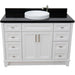 Bellaterra Home Terni 49" 2-Door 6-Drawer White Freestanding Vanity Set With Ceramic Vessel Sink and Black Galaxy Granite Top - Luxe Vanity & Tub