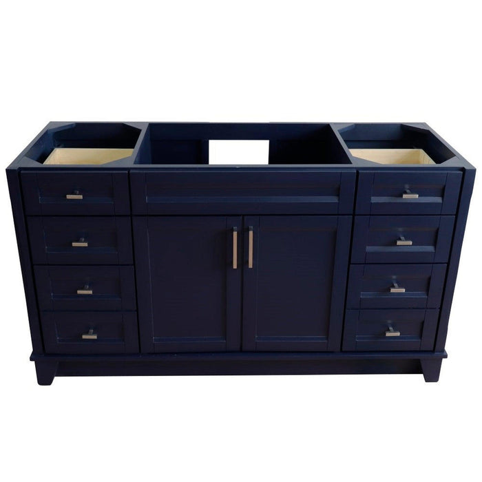 Bellaterra Home Terni 60" 2-Door 6-Drawer Blue Freestanding Vanity Base - Luxe Vanity & Tub