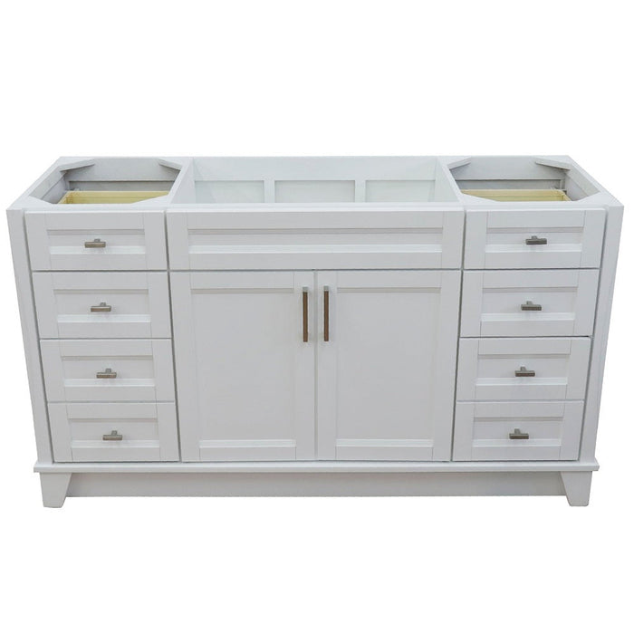 Bellaterra Home Terni 60" 2-Door 6-Drawer White Freestanding Vanity Base - Luxe Vanity & Tub