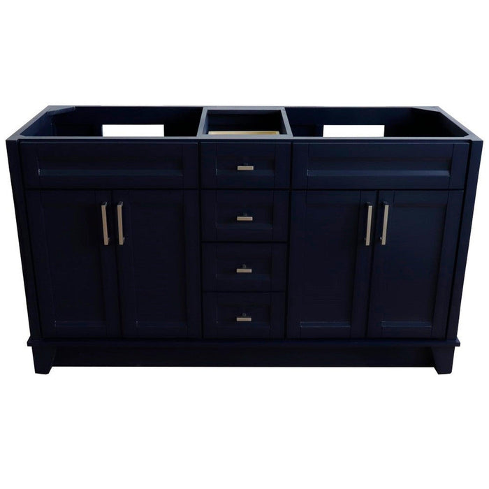 Bellaterra Home Terni 60" 4-Door 3-Drawer Blue Freestanding Vanity Base - Luxe Vanity & Tub