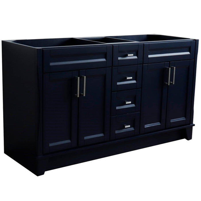 Bellaterra Home Terni 60" 4-Door 3-Drawer Blue Freestanding Vanity Base - Luxe Vanity & Tub