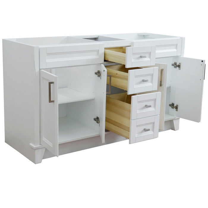 Bellaterra Home Terni 60" 4-Door 3-Drawer White Freestanding Vanity Base - Luxe Vanity & Tub