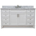 Bellaterra Home Terni 61" 2-Door 6-Drawer White Freestanding Vanity Set With Ceramic Undermount Oval Sink And White Carrara Marble Top - Luxe Vanity & Tub