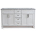 Bellaterra Home Terni 61" 4-Door 3-Drawer White Freestanding Vanity Set With Ceramic Double Undermount Rectangular Sink And White Carrara Marble Top - Luxe Vanity & Tub