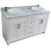 Bellaterra Home Terni 61" 4-Door 3-Drawer White Freestanding Vanity Set With Ceramic Double Vessel Sink And White Carrara Marble Top - Luxe Vanity & Tub