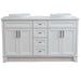 Bellaterra Home Terni 61" 4-Door 3-Drawer White Freestanding Vanity Set With Ceramic Double Vessel Sink And White Quartz Top - Luxe Vanity & Tub